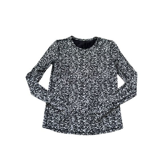 LULUEMON Black White Long Sleeve Patterned Top Size 8 - Picture 1 of 5